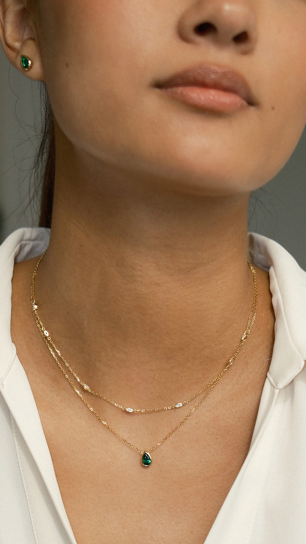 Danu Necklace Emerald Green Gold Vermeil