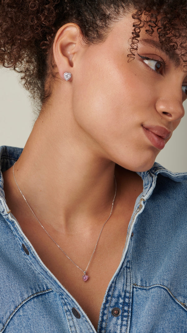 Camden Light Pink Necklace 9K White Gold