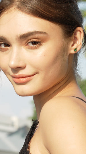 Danu Studs Emerald Gold Vermeil