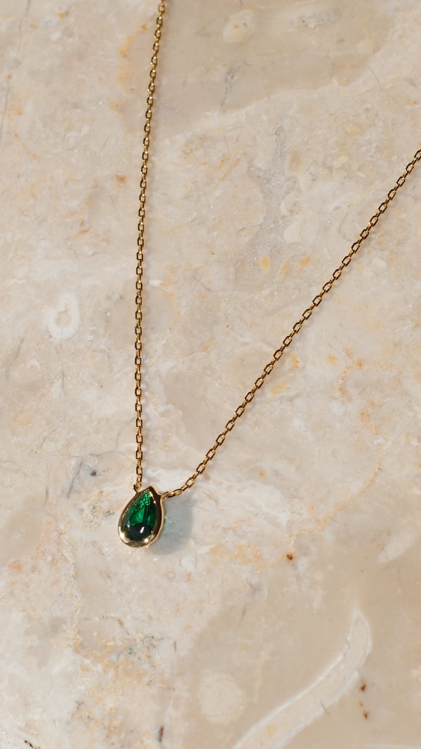 Danu Necklace Emerald Green Gold Vermeil
