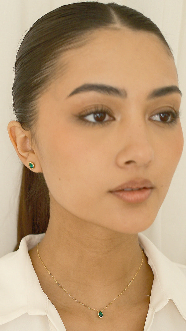 Danu Necklace Emerald Green Gold Vermeil