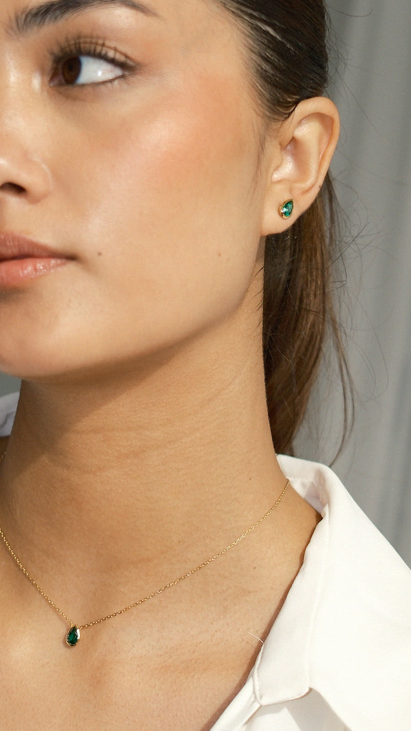 Danu Necklace Emerald Green Gold Vermeil