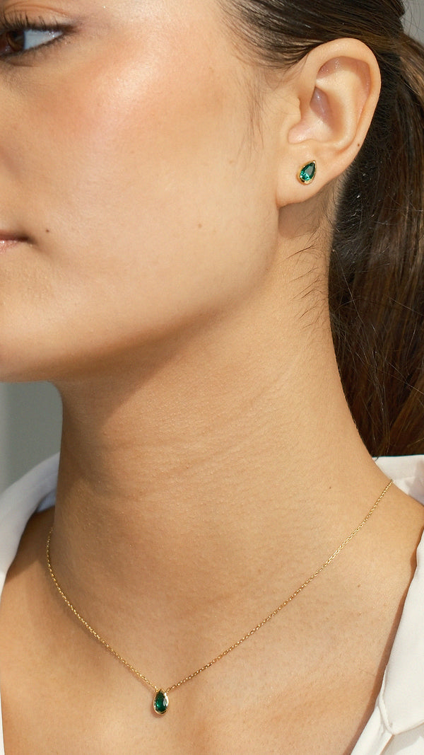 Danu Necklace Emerald Green Gold Vermeil