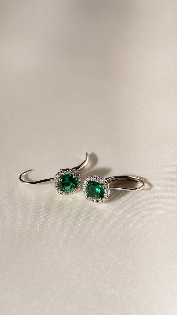 Deleyza Earrings Emerald Sterling Silver