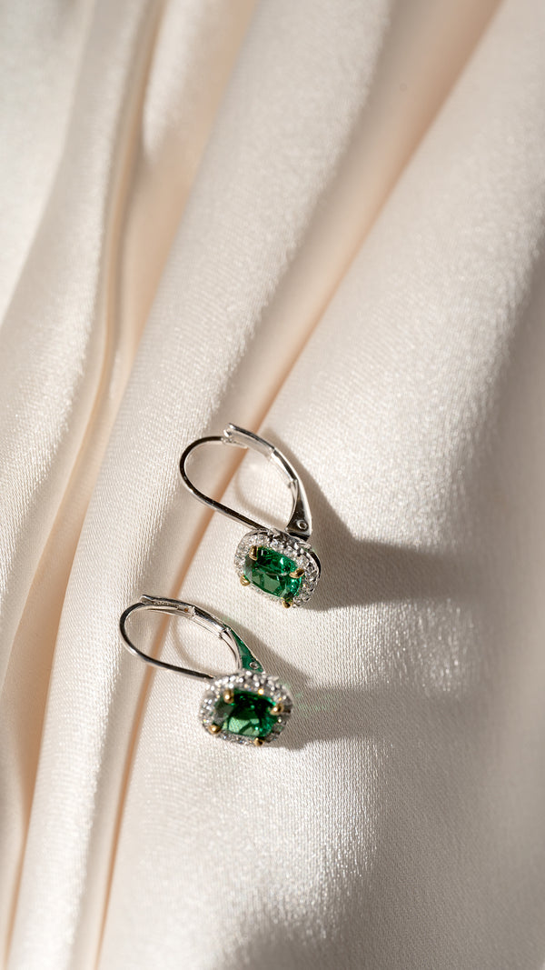 Deleyza Earrings Emerald Sterling Silver