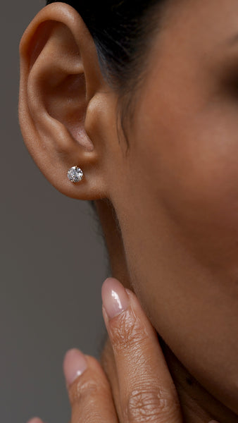 Eternal Four Prong Studs Yellow Gold by CARAT* LONDON