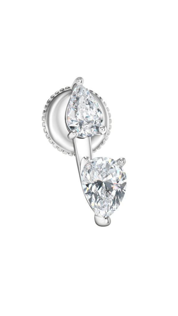 Lab-grown diamond white gold earring for women