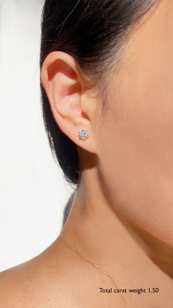1.5ct diamond studs in solid yellow gold. 