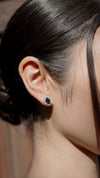 Emile Emerald Green Studs White Gold Plated