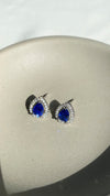 Emile Sapphire Blue Studs White Gold Plated