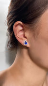 Emile Sapphire Blue Studs White Gold Plated