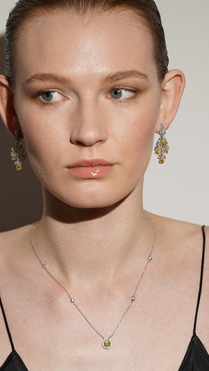 Aster Canary Chandelier Earrings White Gold Plated