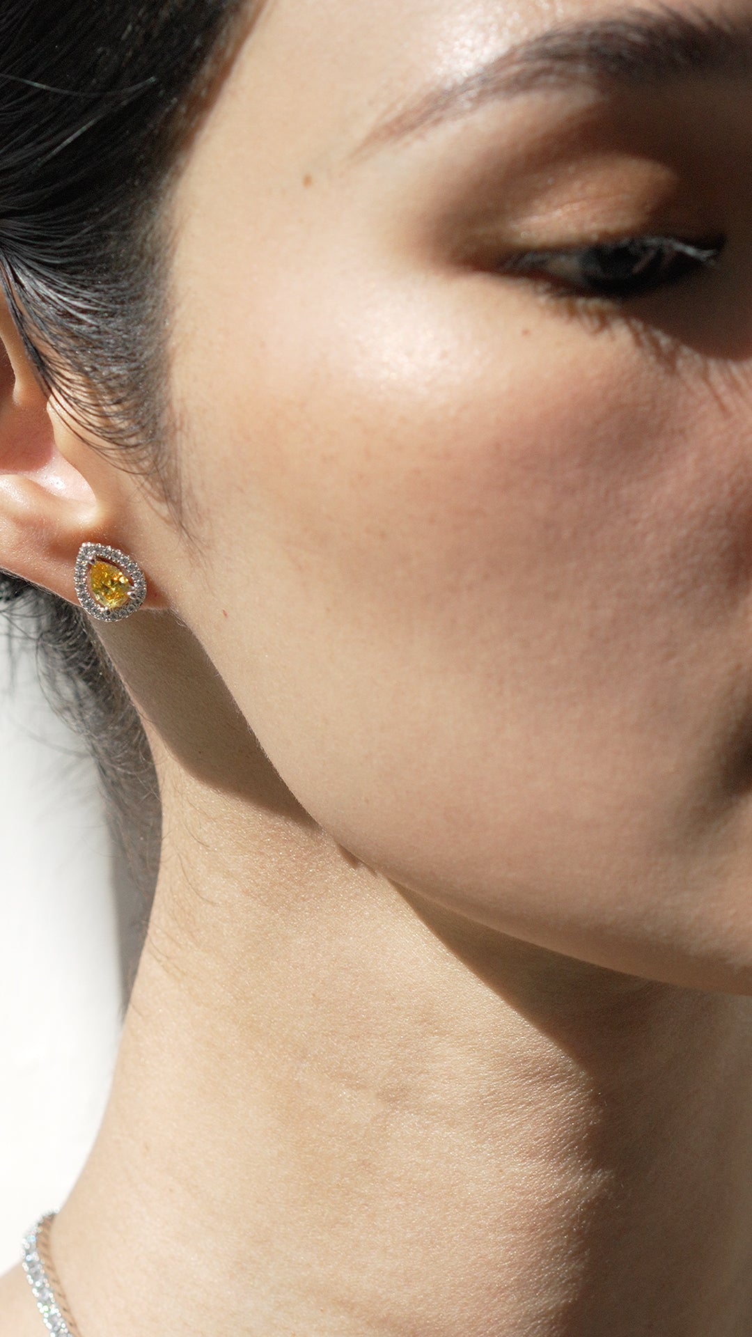 Emile Yellow Studs White Gold Plated