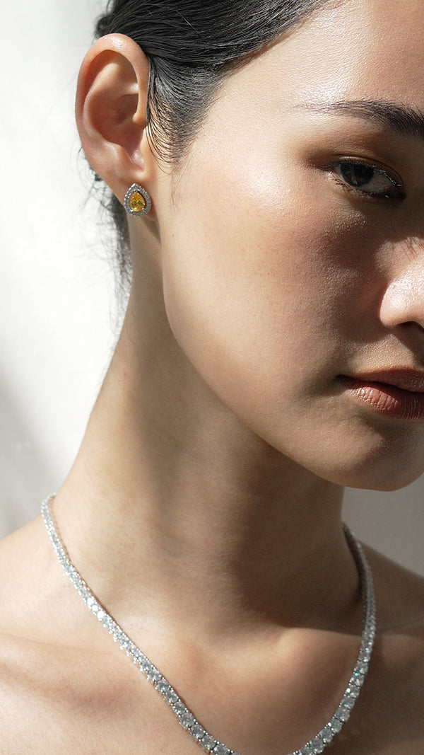 Emile Yellow Studs White Gold Plated