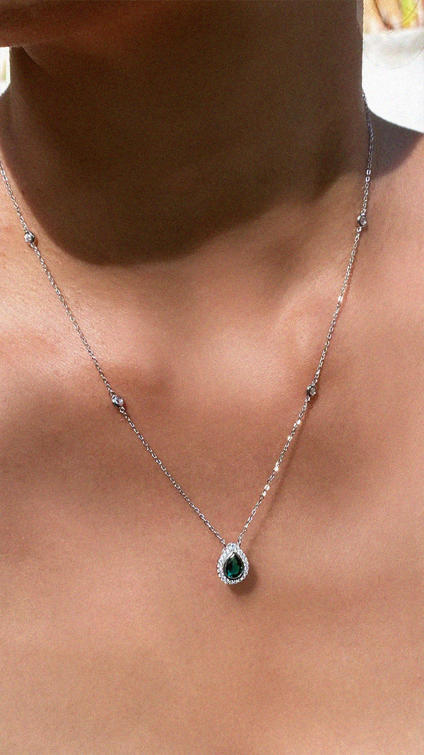 Emile Emerald Green Necklace Sterling Silver