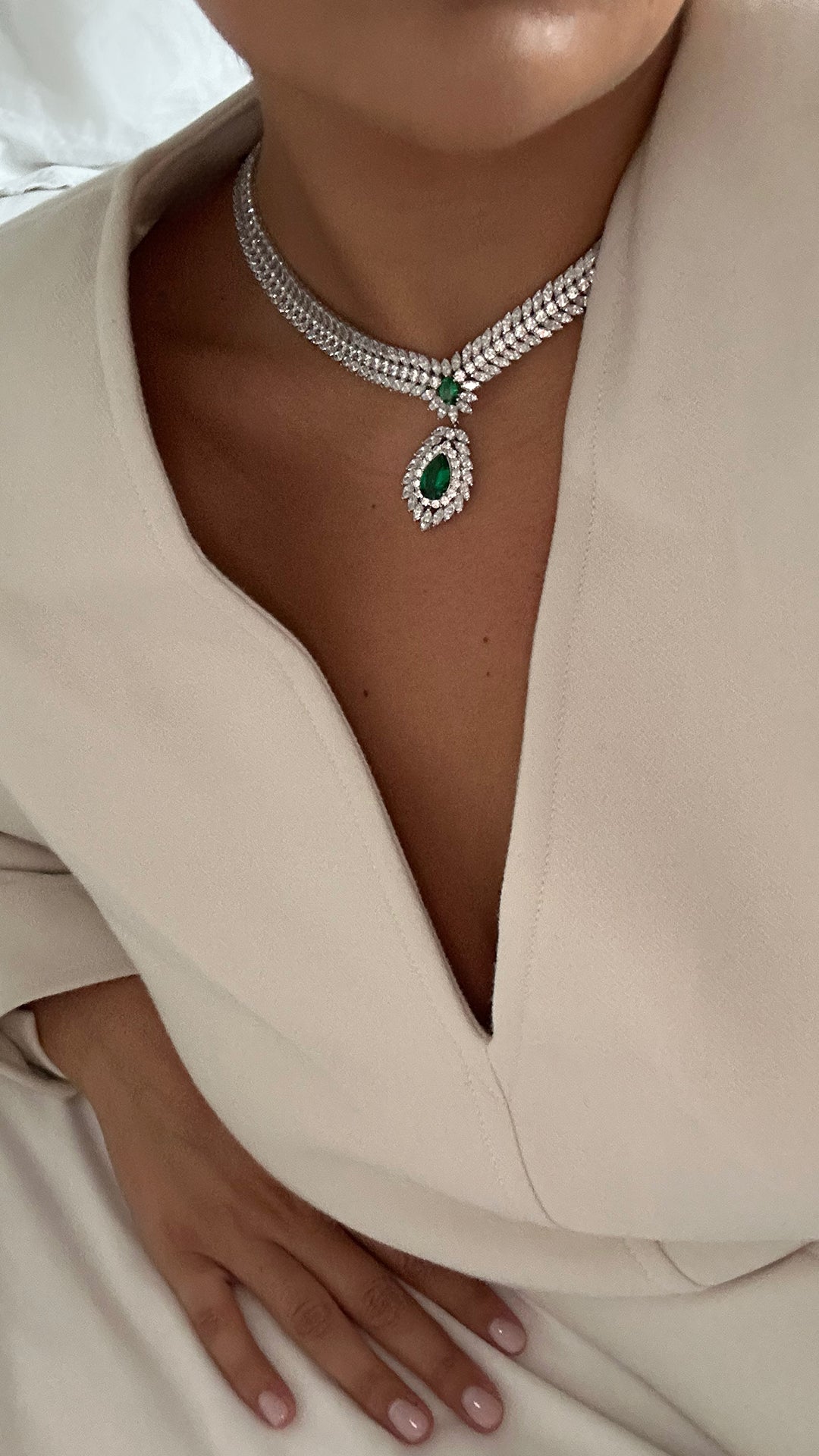 Evergreen Grand Necklace White Gold Plated