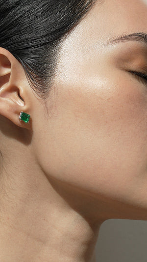 Fulton Emerald Green Double Prong Studs