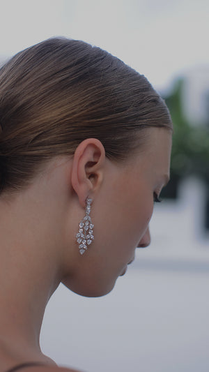 Fatima Chandelier Earrings White Gold Plated