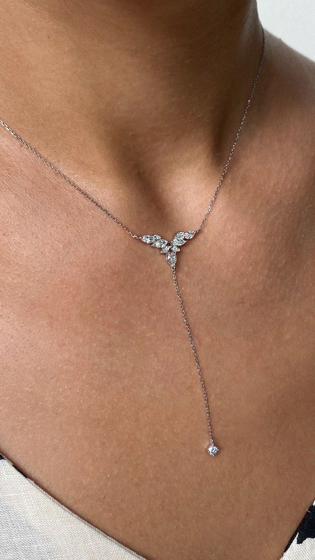 Fleur Diamond Necklace 9K White Gold