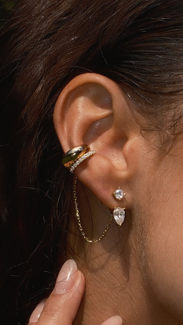 Front Row Ear Jacket Earrings Gold Vermeil