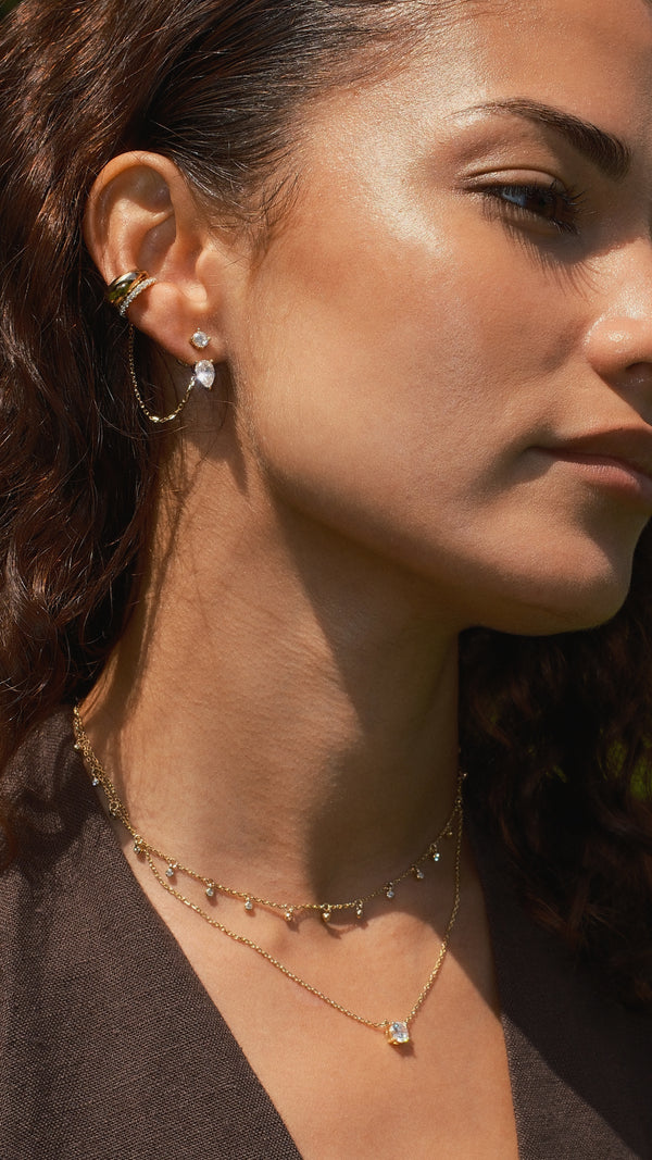 Front Row Ear Jacket Earrings Gold Vermeil
