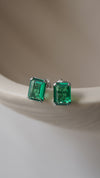 Fulton Emerald Green Stud Earrings 9K White Gold