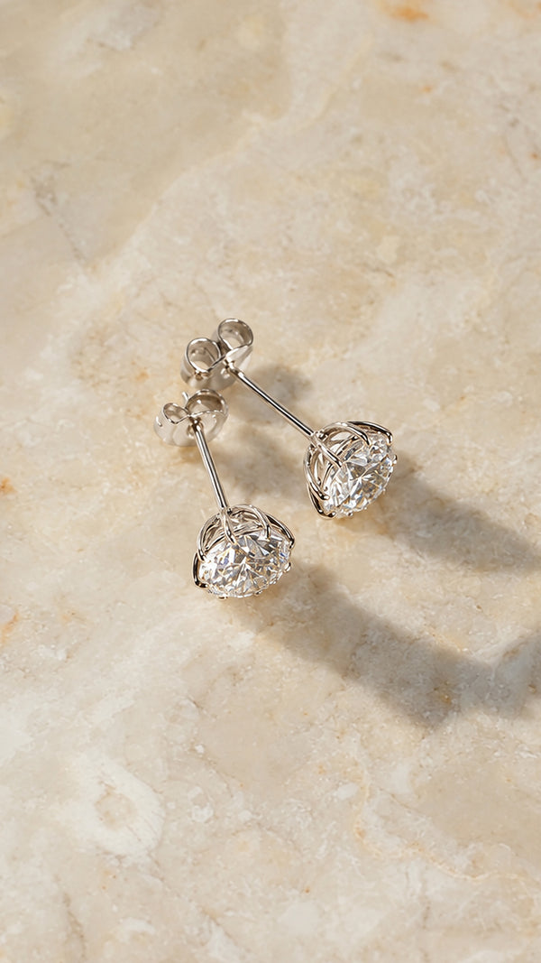 Gabriella Stud Earrings 9K White Gold