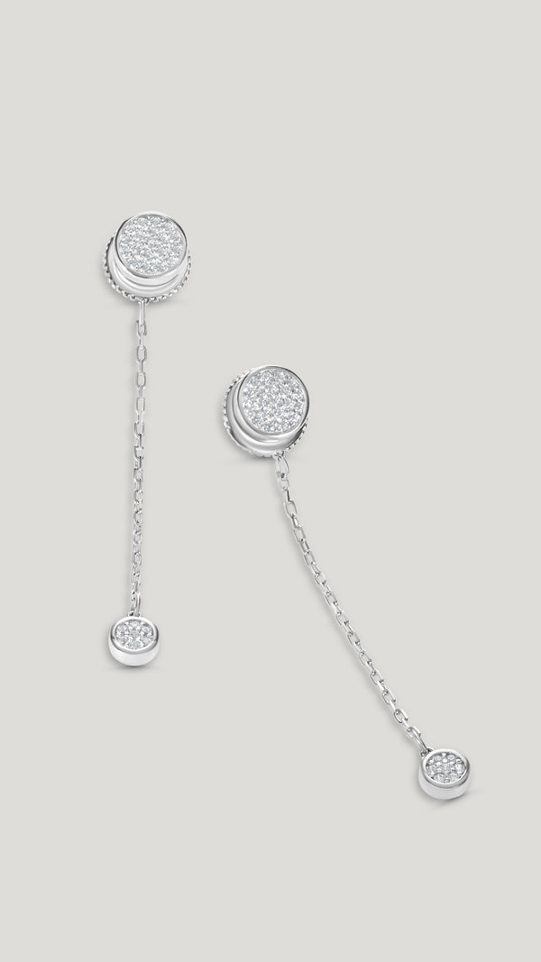 Gala drop earrings for women with exquisite pave micro stones set in Sterling Silver
