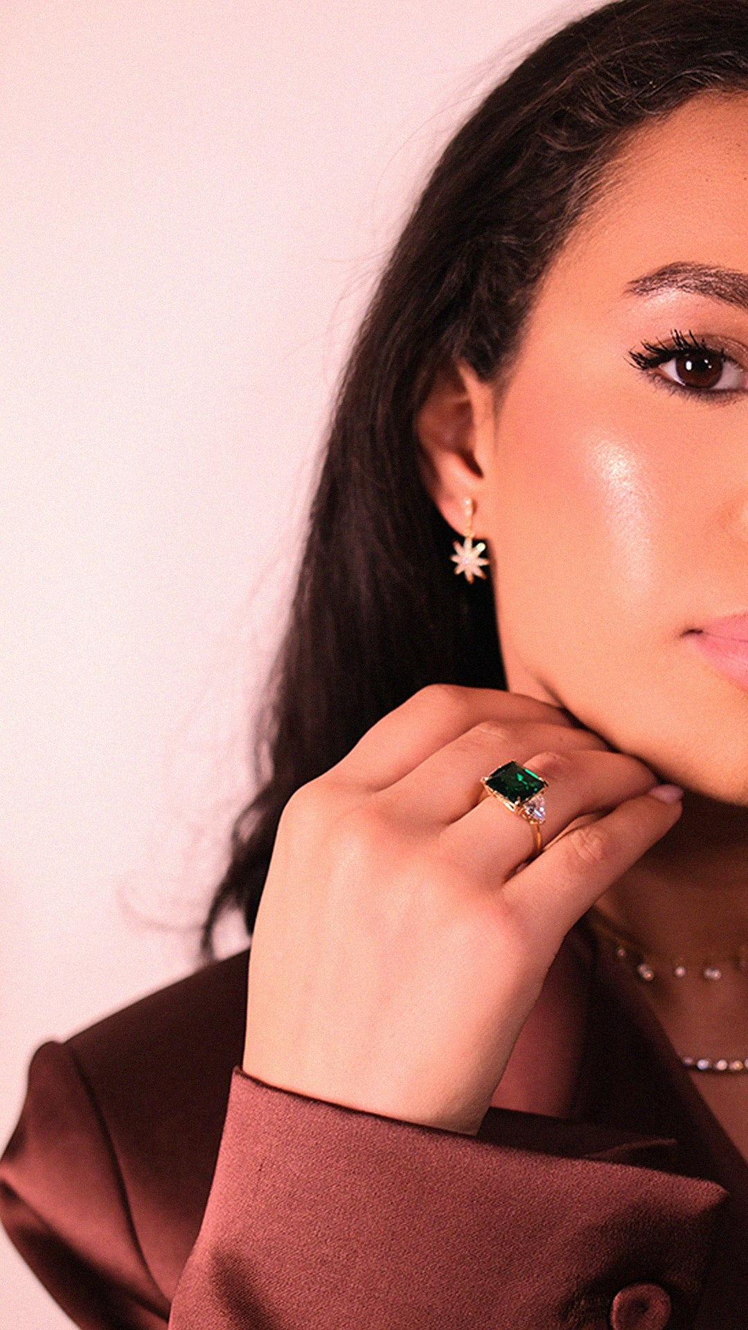 Gemma Ring Emerald Green Gold Vermeil