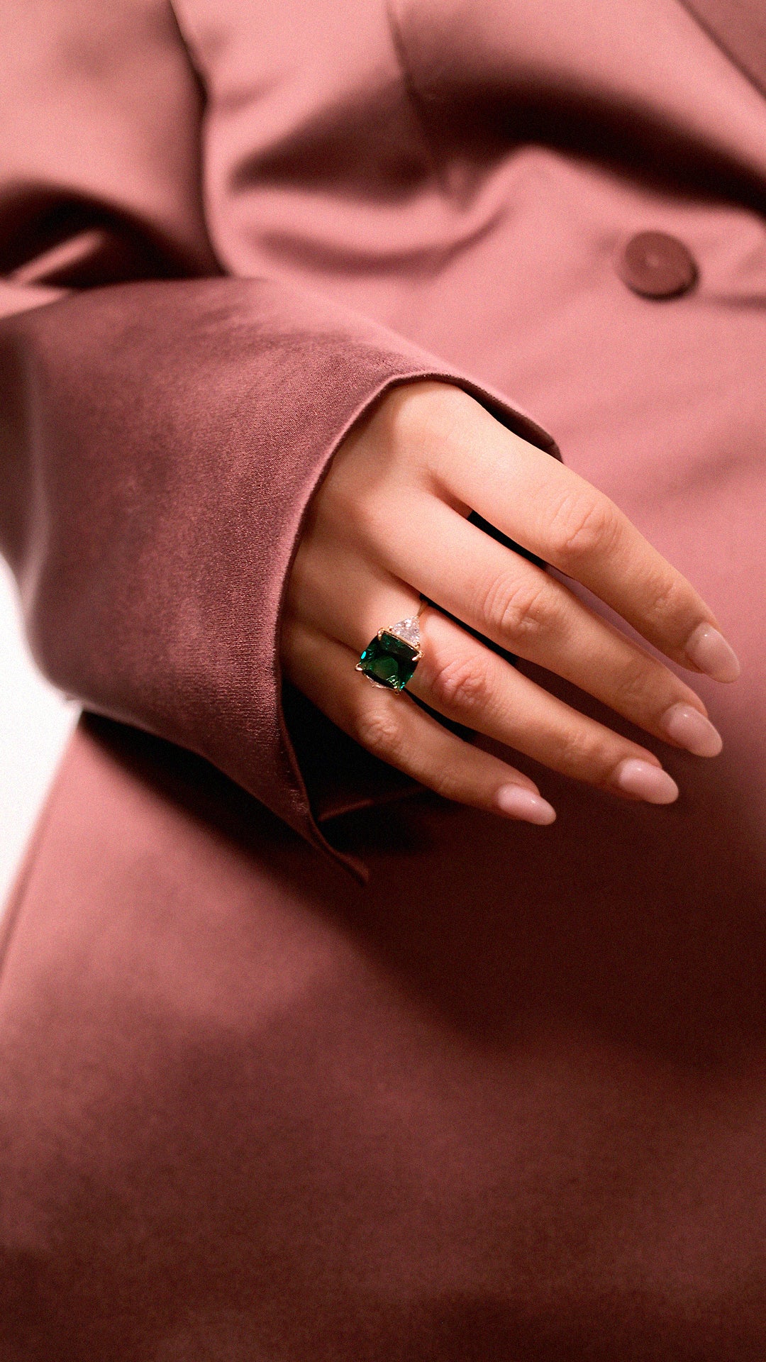 Gemma Ring Emerald Green Gold Vermeil