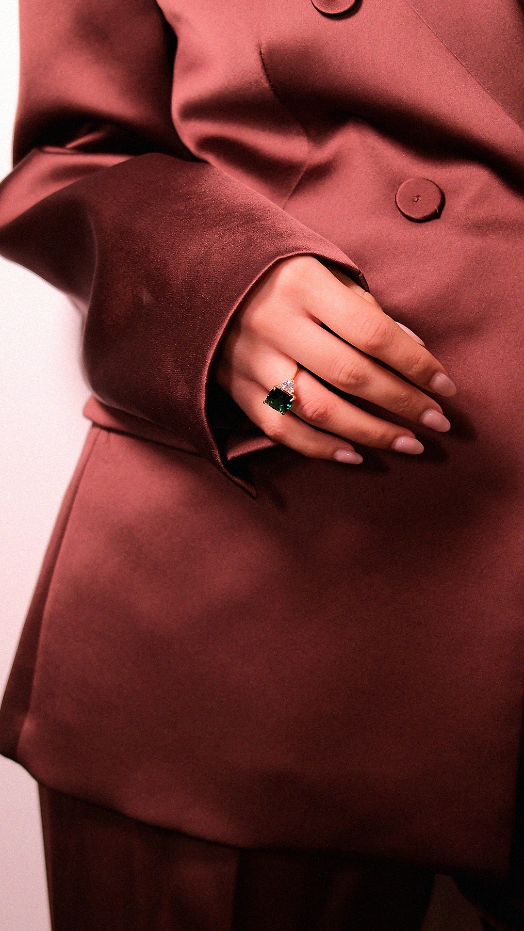 Gemma Ring Emerald Green Gold Vermeil