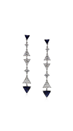 Gina Sapphire Drop Earrings White Gold Plated
