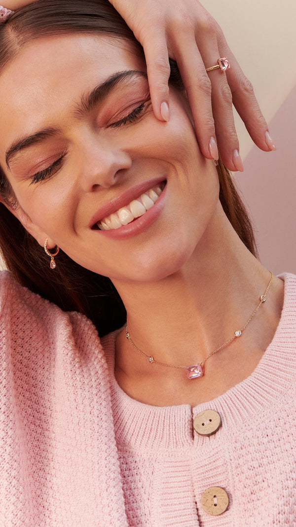 Gold vermeil  jewellery for women featuring lab-grown paparadascha sugarloaf stone from the sugardrop collection