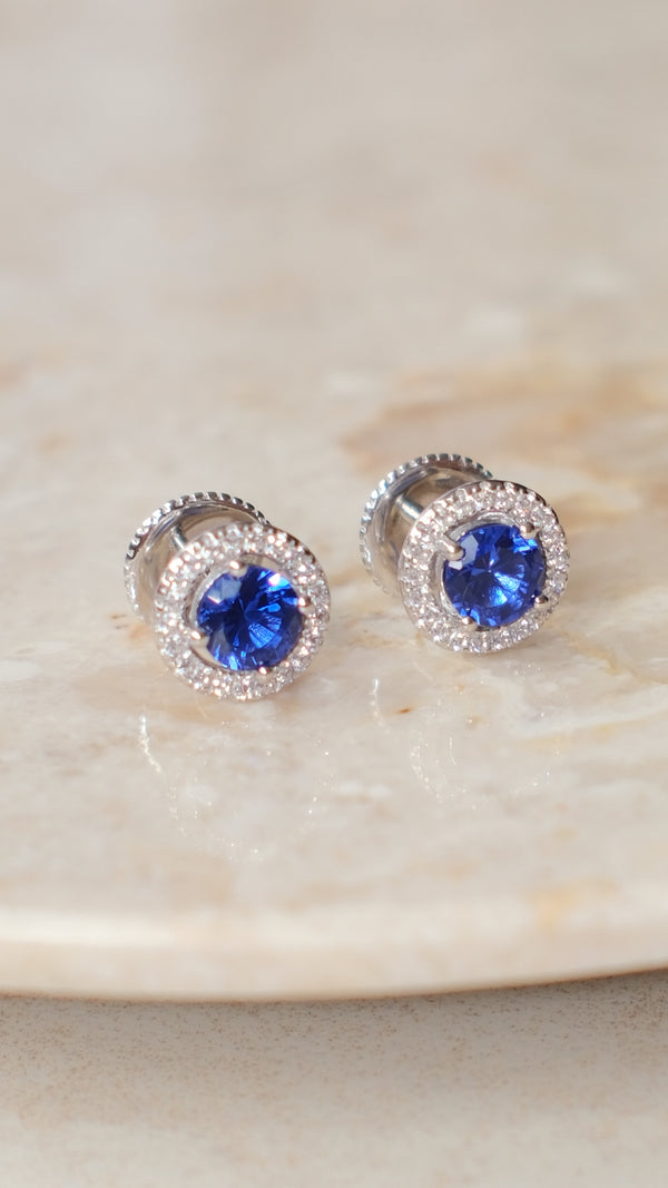 Gwen Stud Earrings Sapphire Sterling Silver