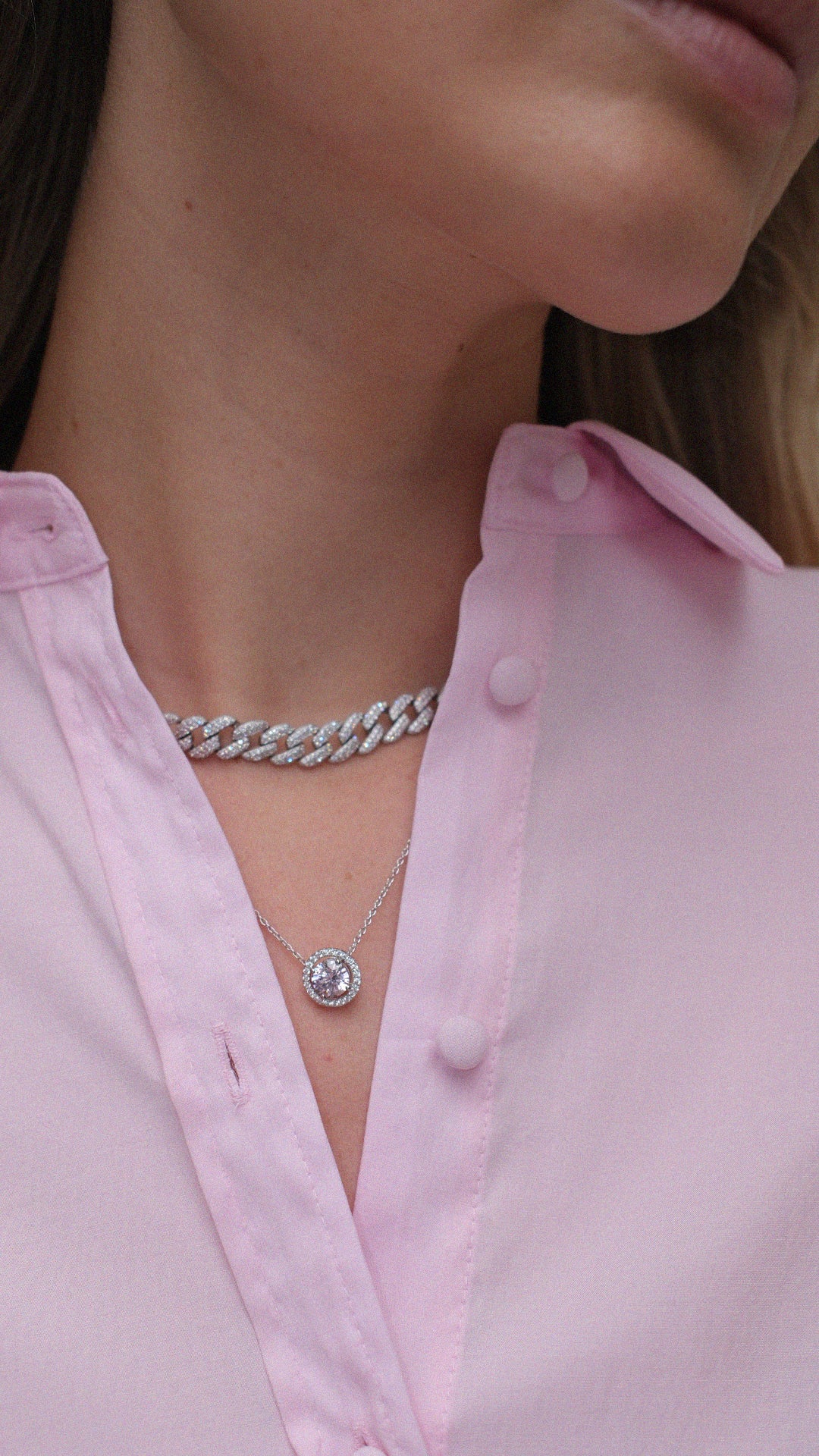 Gwen Pink Necklace Sterling Silver