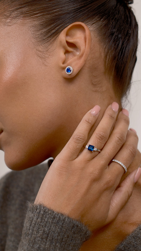 Gwen Sapphire Stud Earrings Sterling Silver