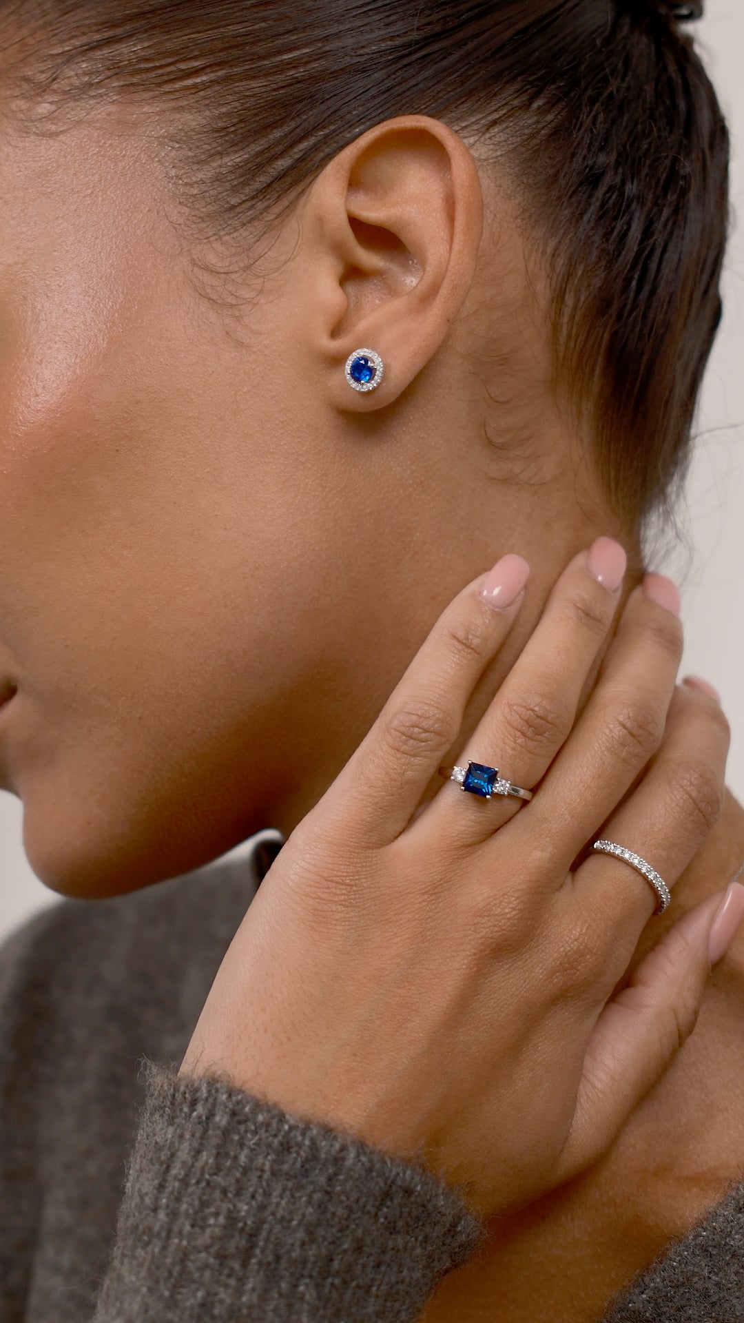 Gwen Sapphire Stud Earrings Sterling Silver