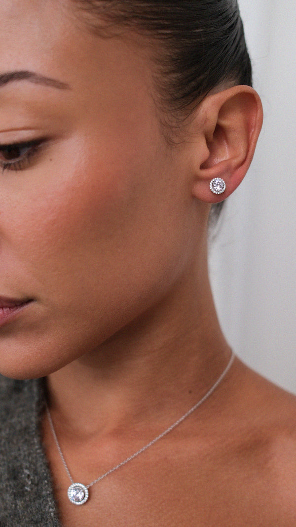 Gwyn Pink Stud Earrings Sterling Silver