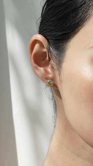 Gwyn Round Borderset Studs Yellow