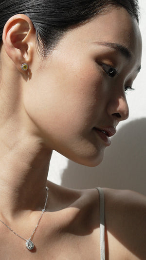Gwyn Round Borderset Studs Yellow
