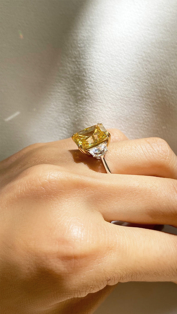 Harlow Yellow Ring 9K White Gold