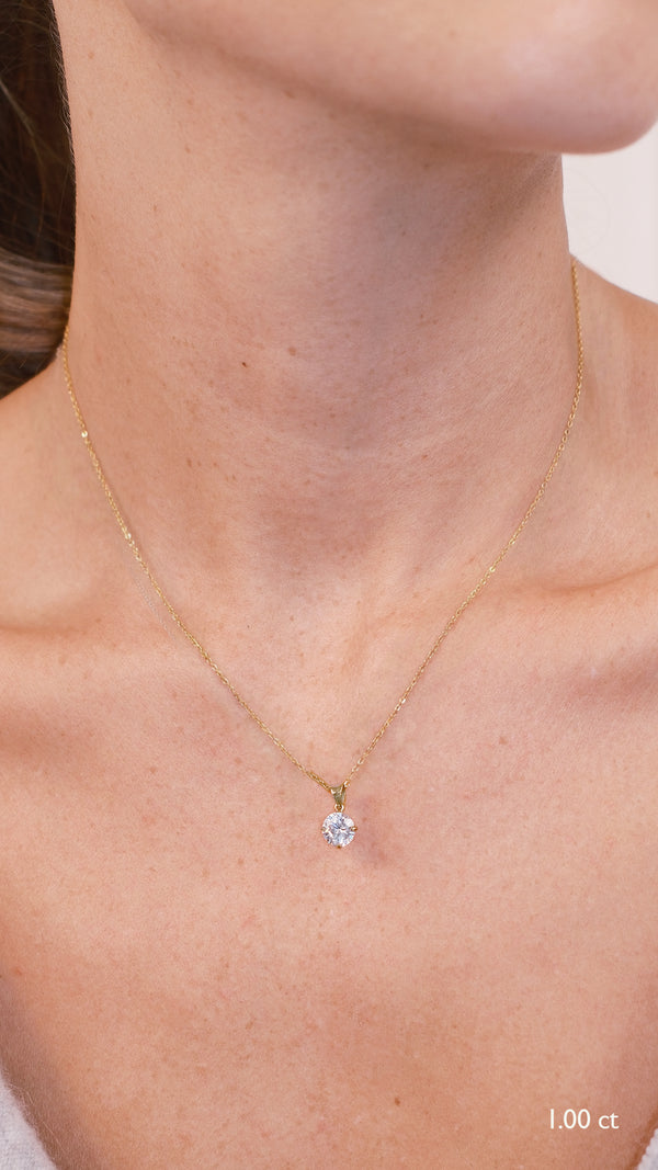 9k solid yellow gold necklace with a 1ct pendant