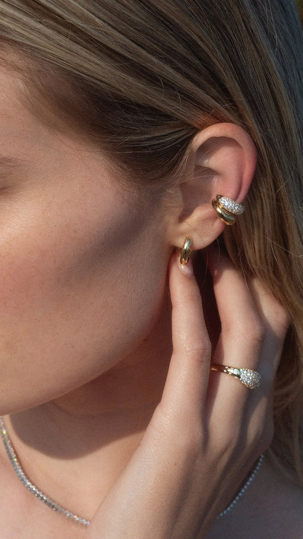 Gold vermeil ear cuff stack for women