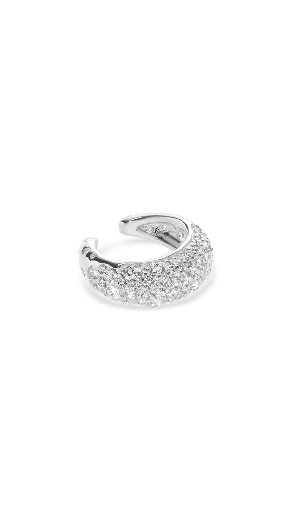 Sterling silver ear cuff earrings for women with pavé detailing