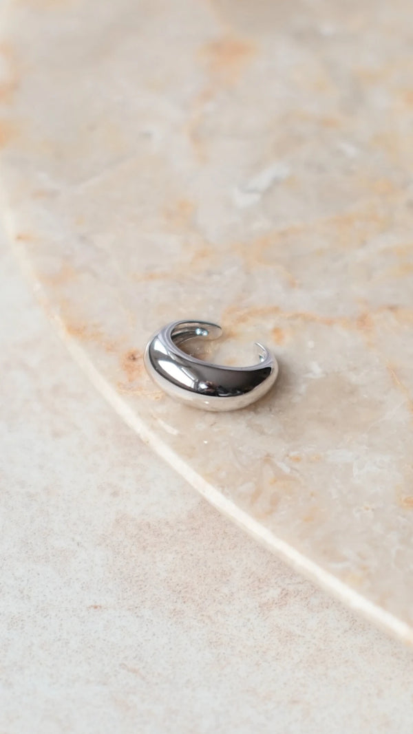 Sterling silver tapered ear cuff for stacking.