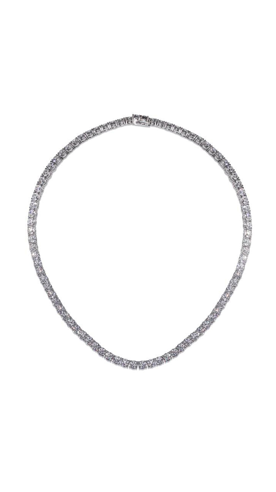 Jaden Round Prong Line Necklace White Gold Plated