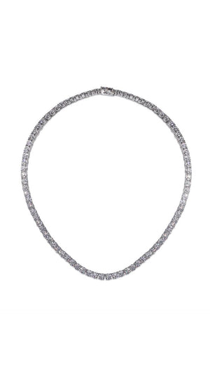 Jaden Round Prong Line Necklace White Gold Plated