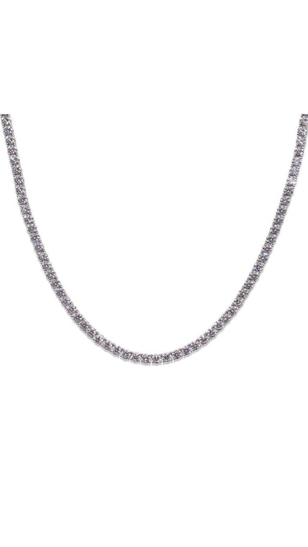 Jaden Round Prong Line Necklace White Gold Plated