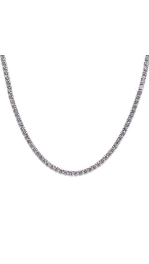 Jaden Round Prong Line Necklace White Gold Plated