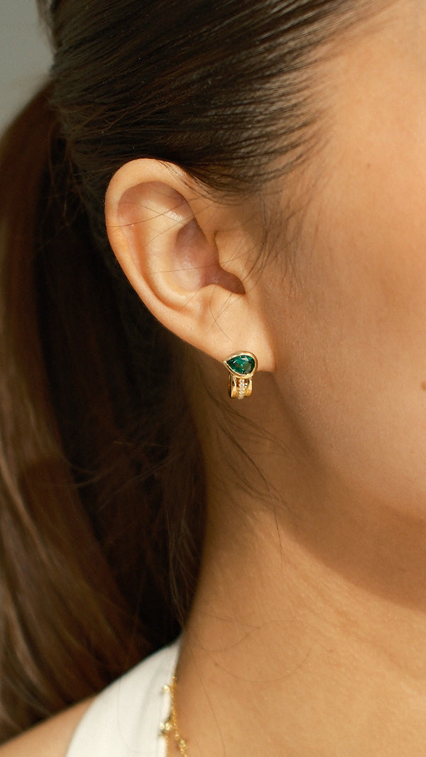 Jaia Earrings Emerald Green Gold Vermeil